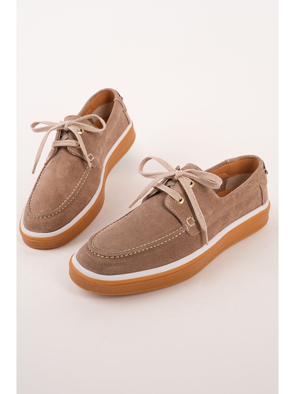 Bej CRAFT Hakiki Süet Deri Bağcıklı Erkek Günlük Loafer Ayakkabı-2