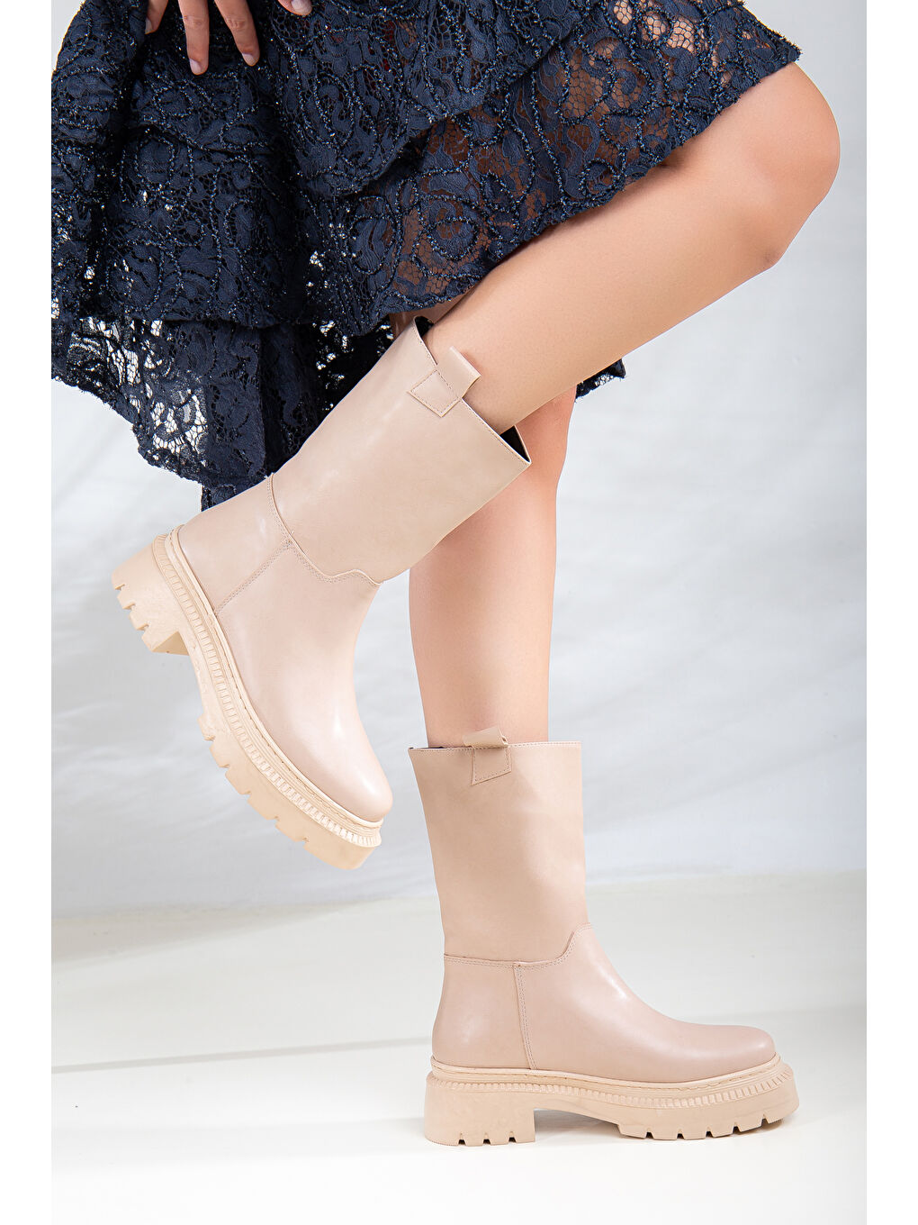 Bej D1943 Kadın Günlük Ortopedik Bot Bootie-1