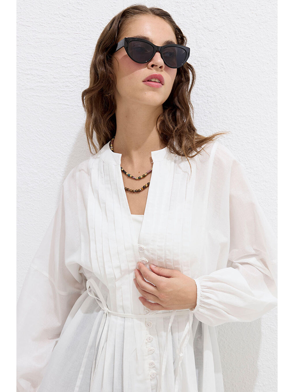 Nervür Detaylı Vual Tunik Ekru-5