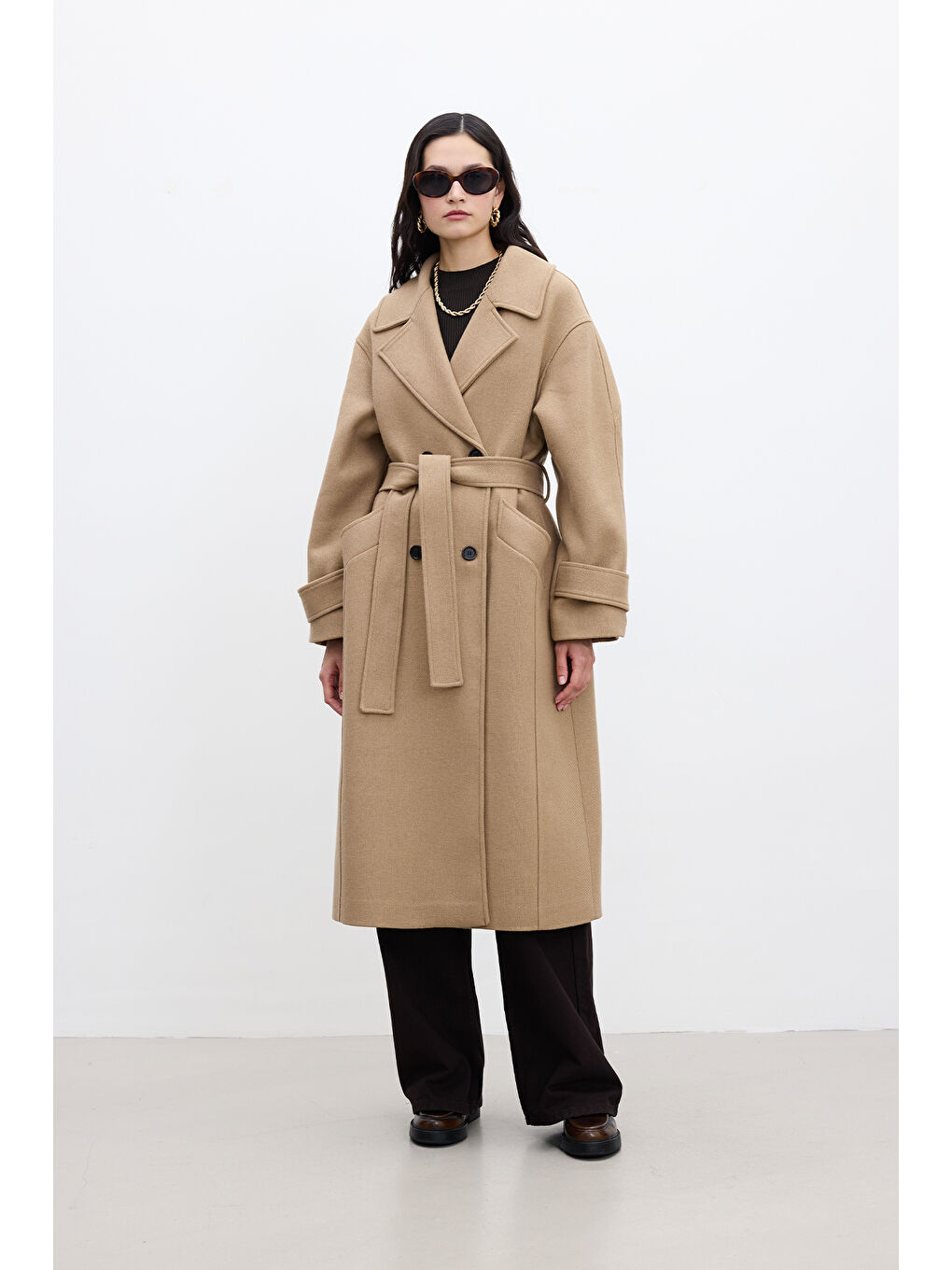 Kahverengi İtalyan Kaşe Premıum Kaban Camel-2