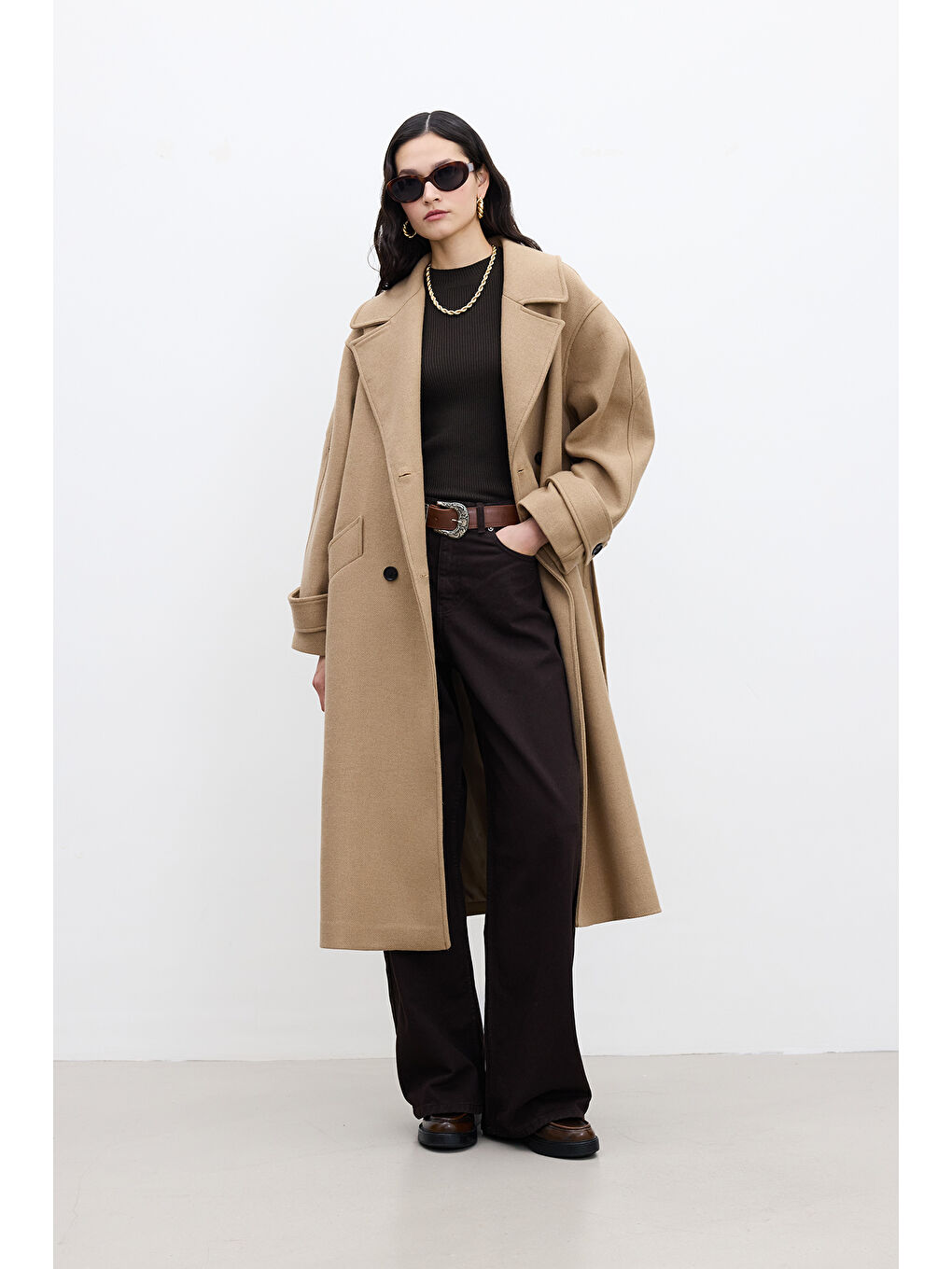 Kahverengi İtalyan Kaşe Premıum Kaban Camel-3