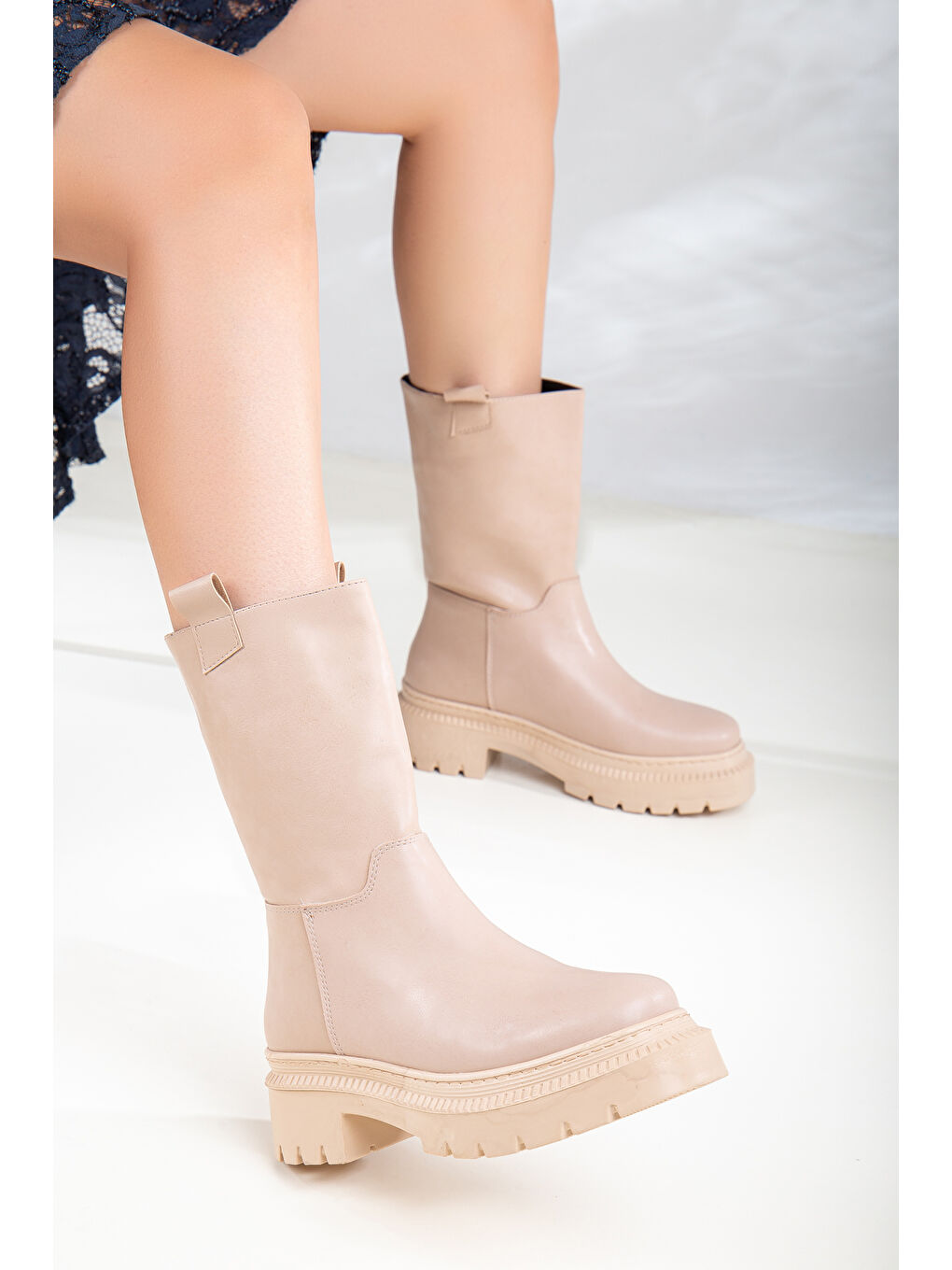 Bej D1943 Kadın Günlük Ortopedik Bot Bootie-5