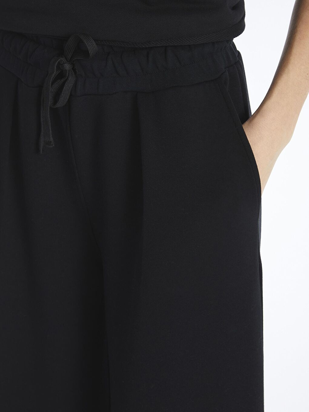 Washington - Palazzo Bol Kalıp Rahat ve Yumuşak Dokulu Modal Pantolon - Siyah Renk-3