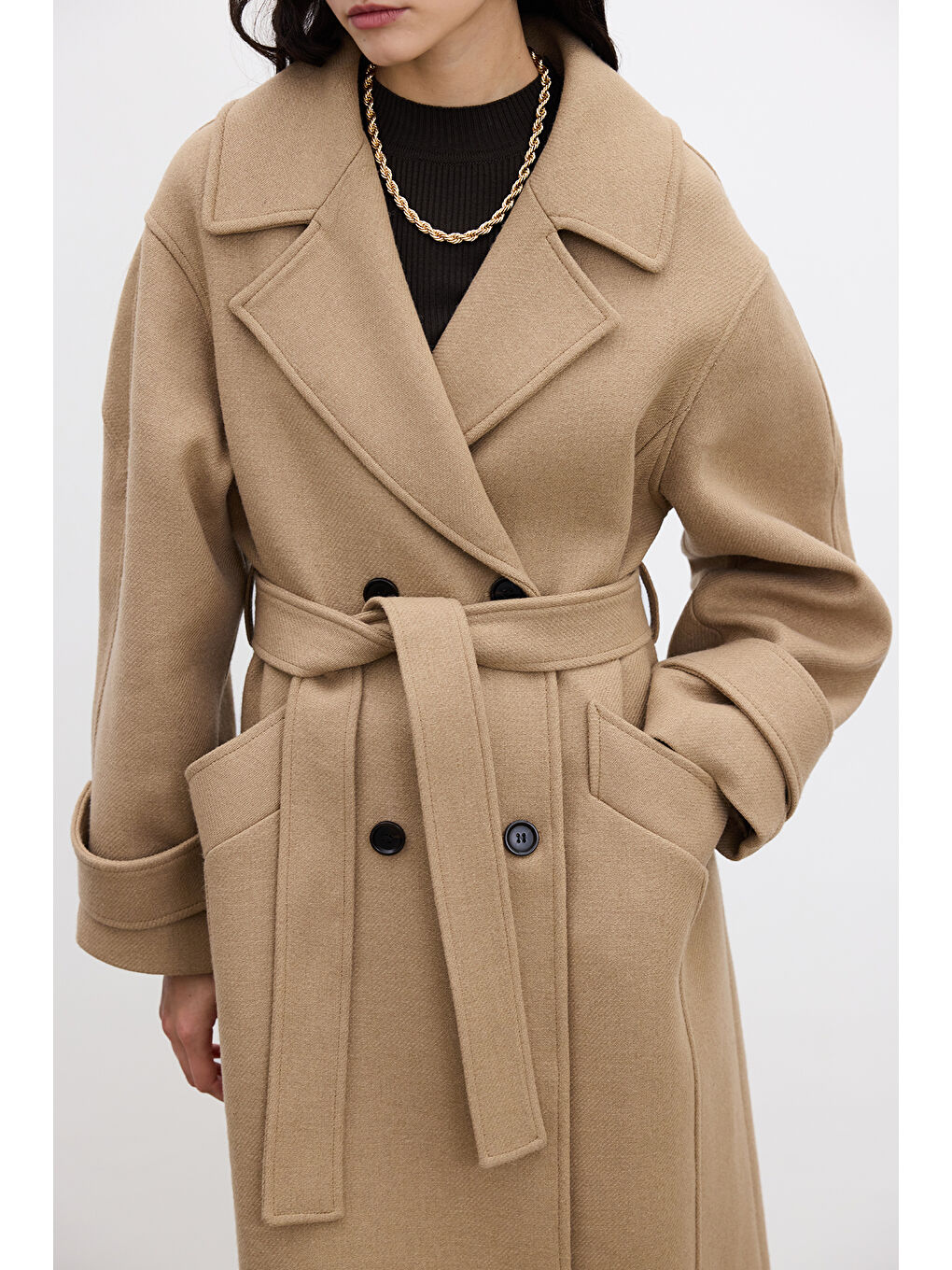 Kahverengi İtalyan Kaşe Premıum Kaban Camel-4