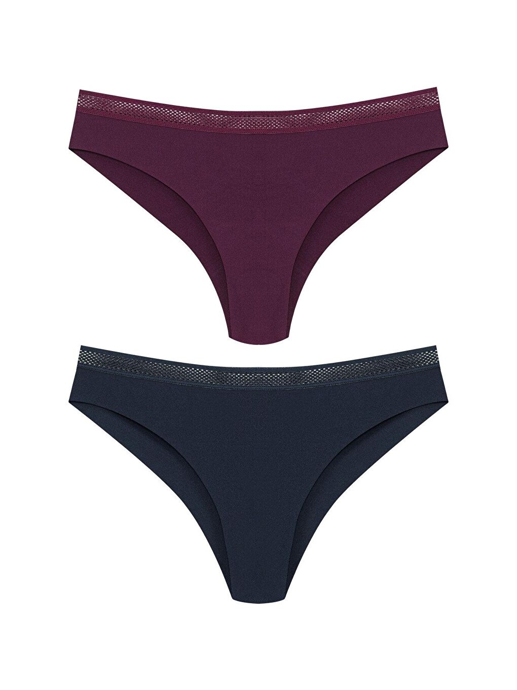 Lacivert İnterlok Lazer Kesim Petek Lastik Brazil Kadın Külot 2'li