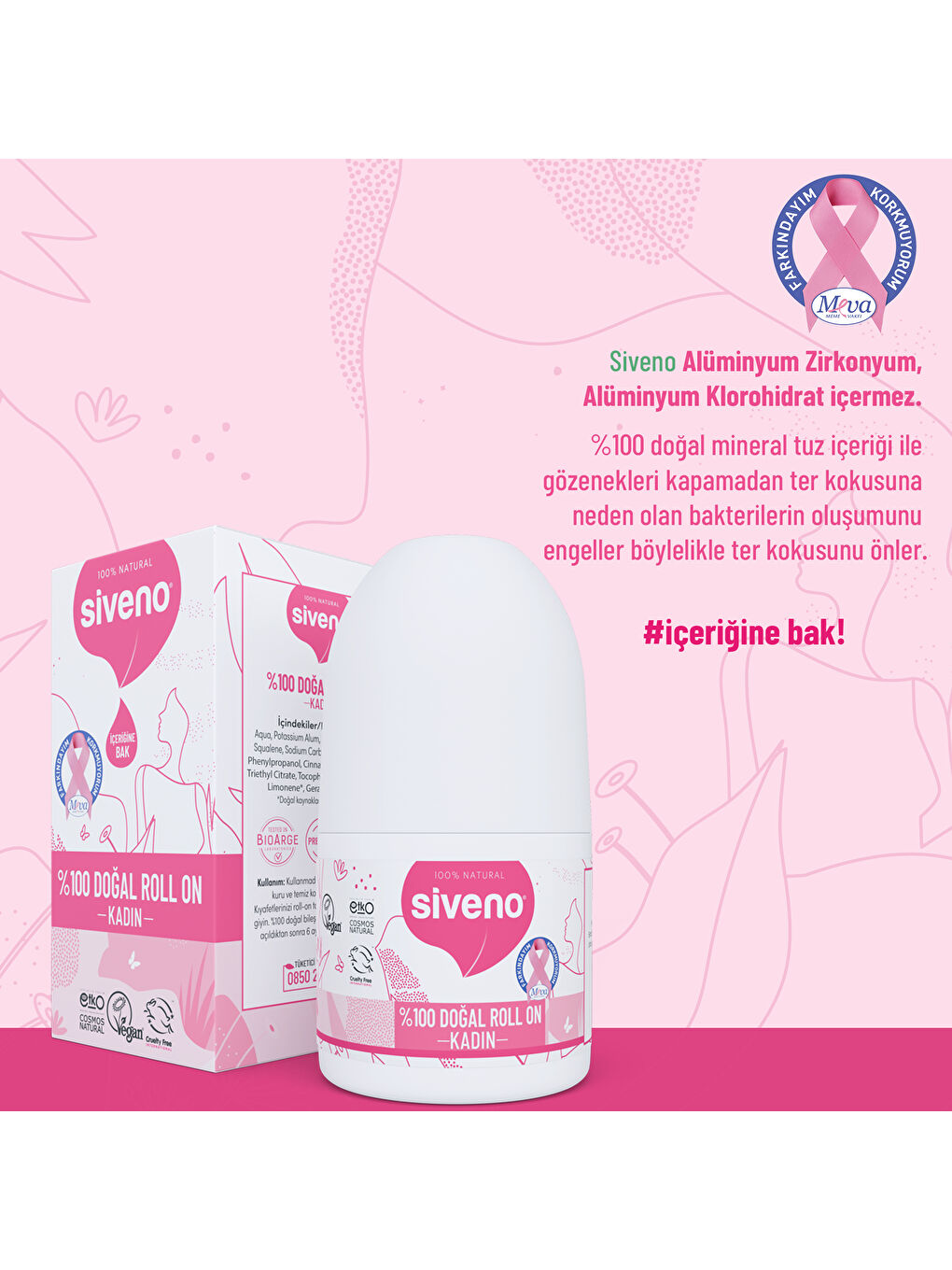 %100 Doğal Roll On Kadın Deodorant Ter Kokusu Önleyici Bitkisel Leke Bırakmayan Vegan 50 ml-3
