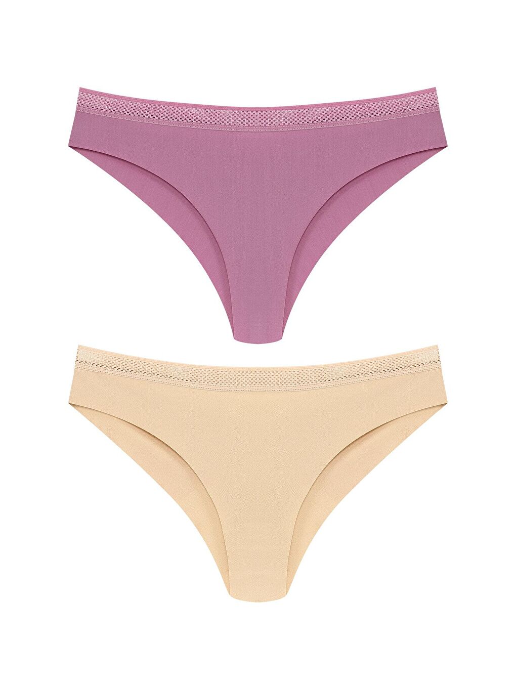 Lila İnterlok Lazer Kesim Petek Lastik Brazil Kadın Külot 2'li