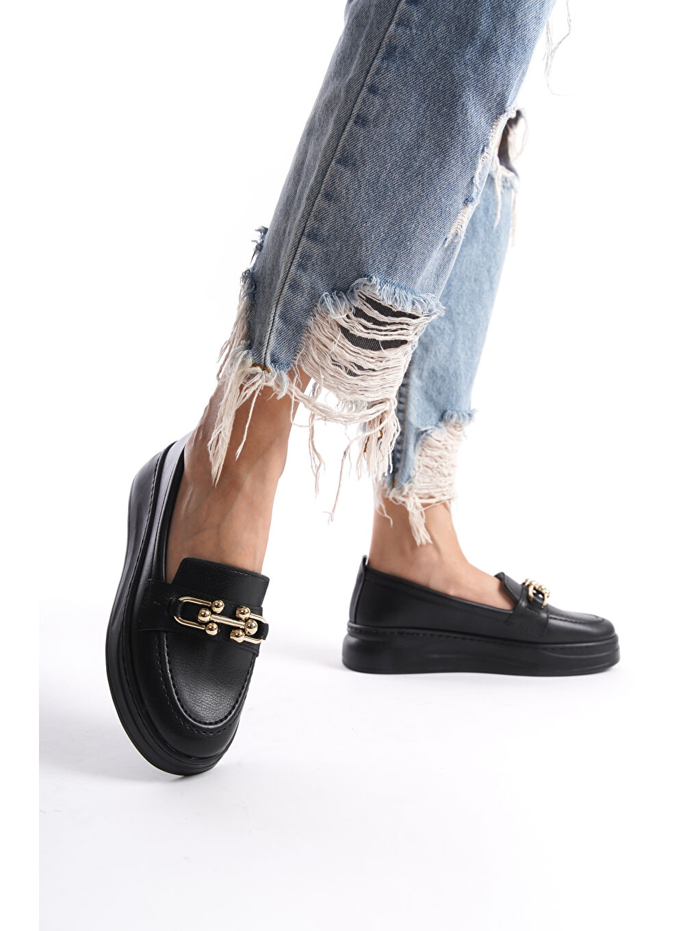 Siyah D602 Günlük Ortopedik Kadın Loafer Ayakkabı-9