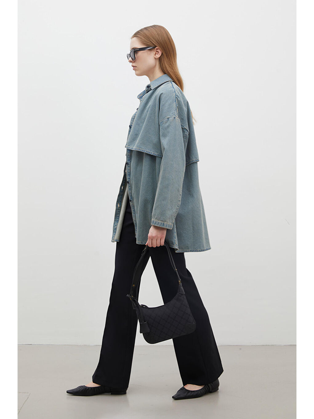 Trench Tasarım Denim Ceket Koyu Mavi-2