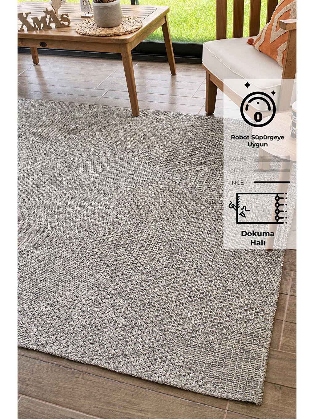 Gri Rusticana 3104 Naturel Jüt Halı Modern Örme Kilim-120x180-2