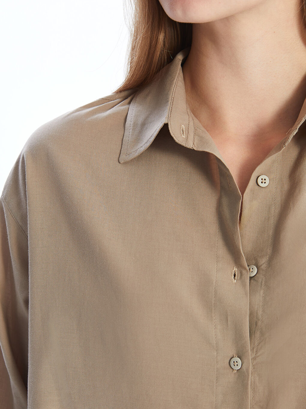 Kahverengi Casual Kadın Gömlek Bg113-3