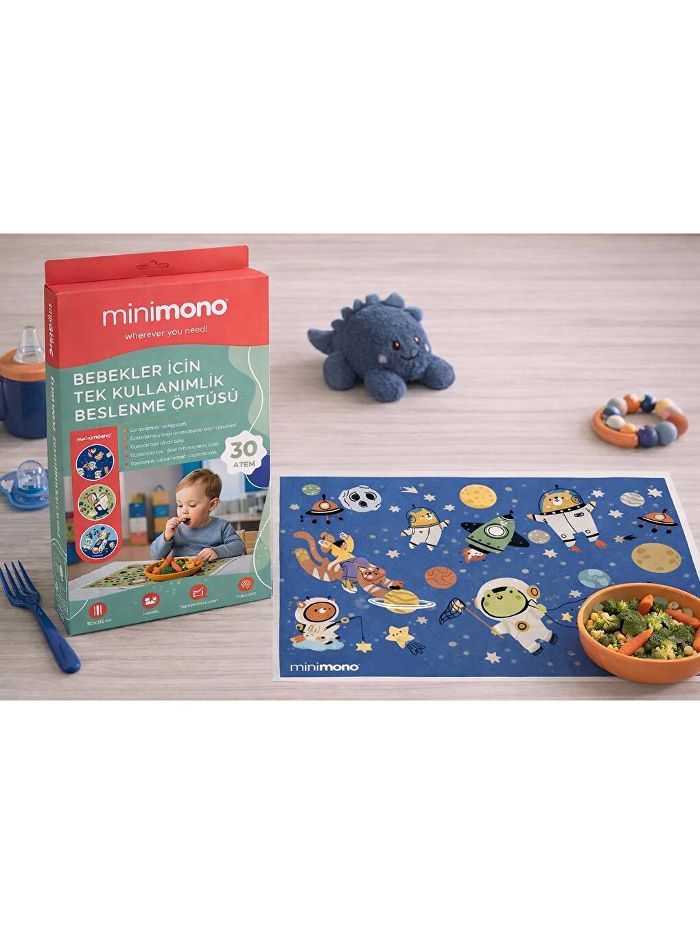 Bebekler İçin Tek Kullanımlık Beslenme Örtüsü- 30'lu Paket - Lacivert-3