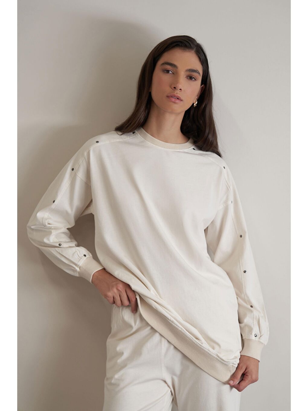 Bej Taş-Ribanalı Pantolonlu Takım-4