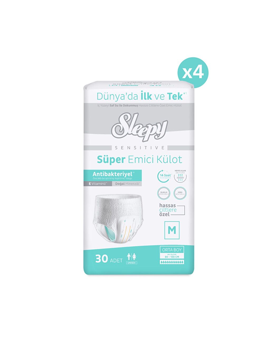 Sensitive Antibakteriyel Emici Külot Medium 30x4 120 Adet-1