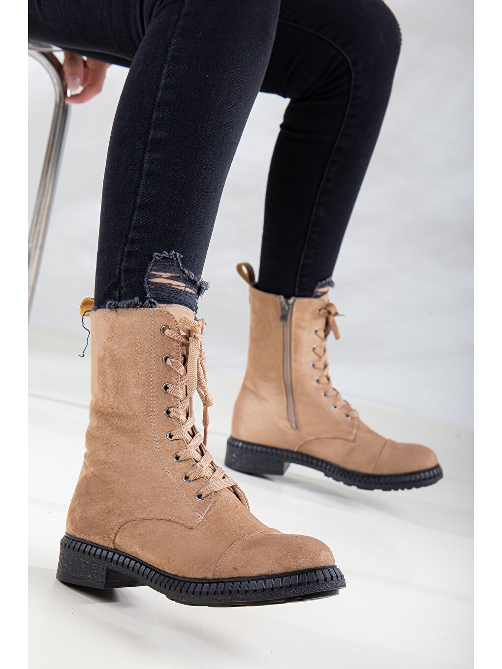 Bej D406 Ürün Kadın Kışlık Ortopedik Bot Bootie-1