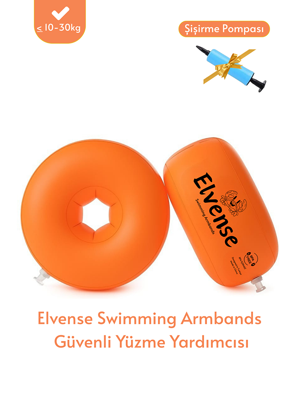 Turuncu Çocuk Kolluk Yüzme Kolluk Havuz Kolluk (İçi Dolgulu  Pompa-Çanta-Tamir Kiti Hediyeli)-1