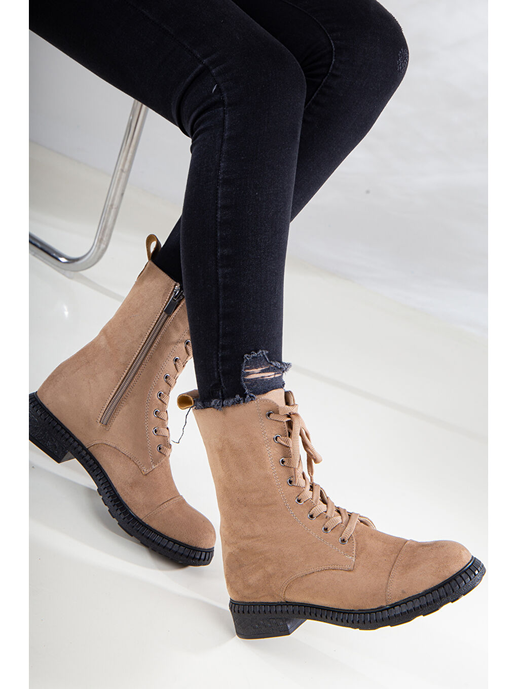 Bej D406 Ürün Kadın Kışlık Ortopedik Bot Bootie-3