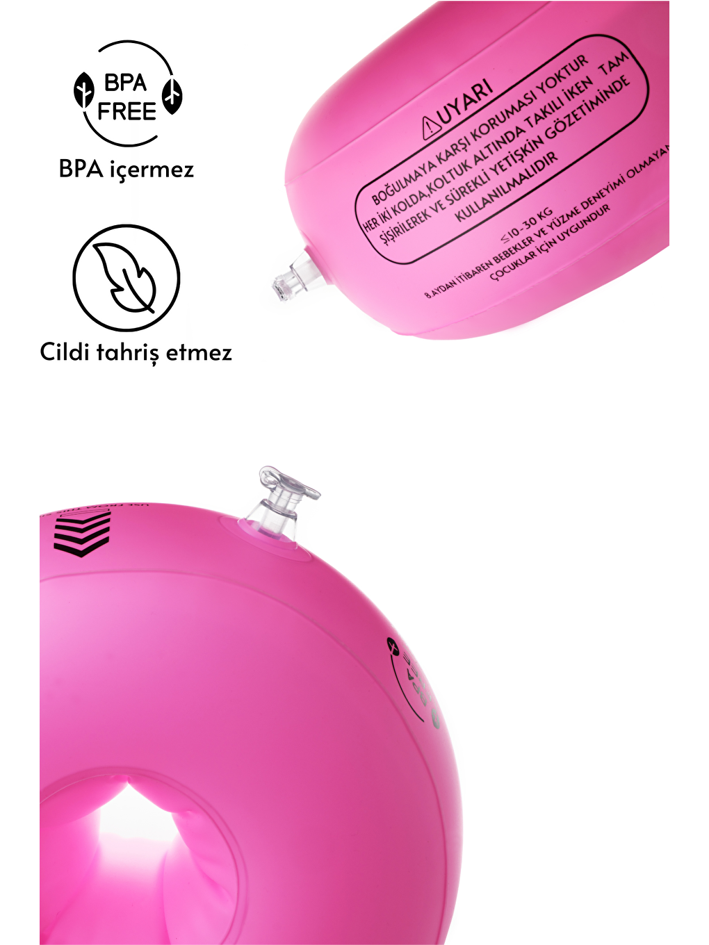 Pembe Çocuk Kolluk Yüzme Kolluk Havuz Kolluk (İçi Dolgulu  Pompa-Çanta-Tamir Kiti Hediyeli)-3