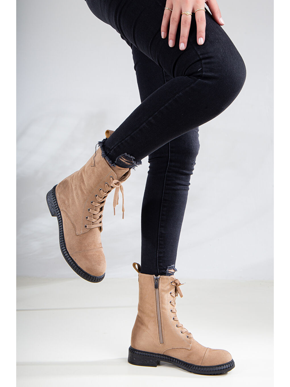 Bej D406 Ürün Kadın Kışlık Ortopedik Bot Bootie-5