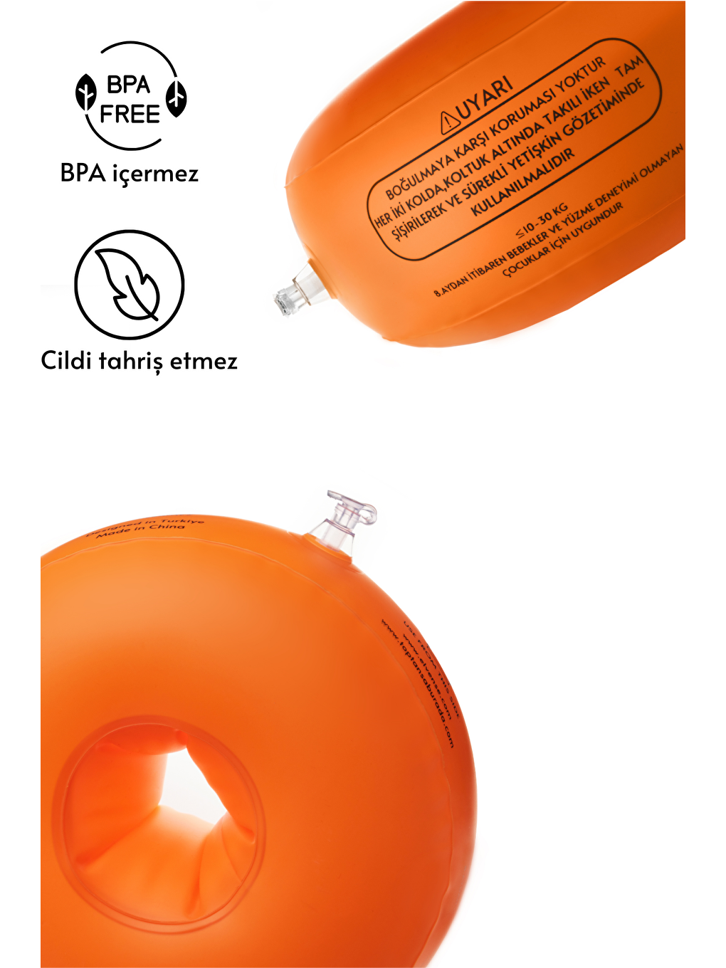 Turuncu Çocuk Kolluk Yüzme Kolluk Havuz Kolluk (İçi Dolgulu  Pompa-Çanta-Tamir Kiti Hediyeli)-3