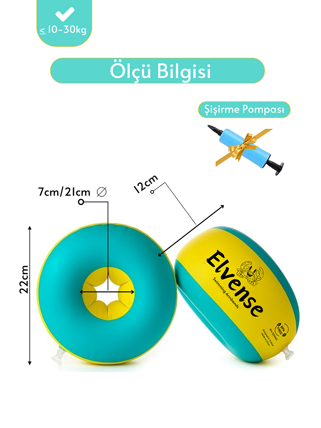Yeşil Çocuk Kolluk Yüzme Kolluk Havuz Kolluk (İçi Dolgulu  Pompa-Çanta-Tamir Kiti Hediyeli)