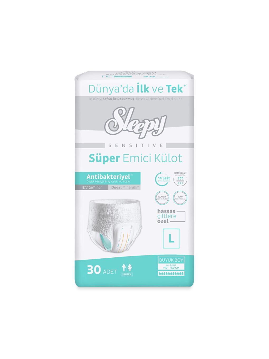 Sensitive Antibakteriyel Emici Külot Large 30 Adet-1