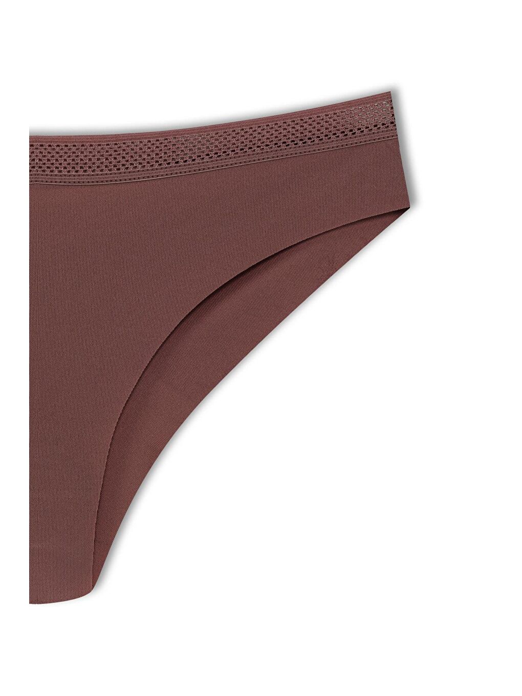 Kahverengi İnterlok Lazer Kesim Petek Lastik Brazil Kadın Külot-1