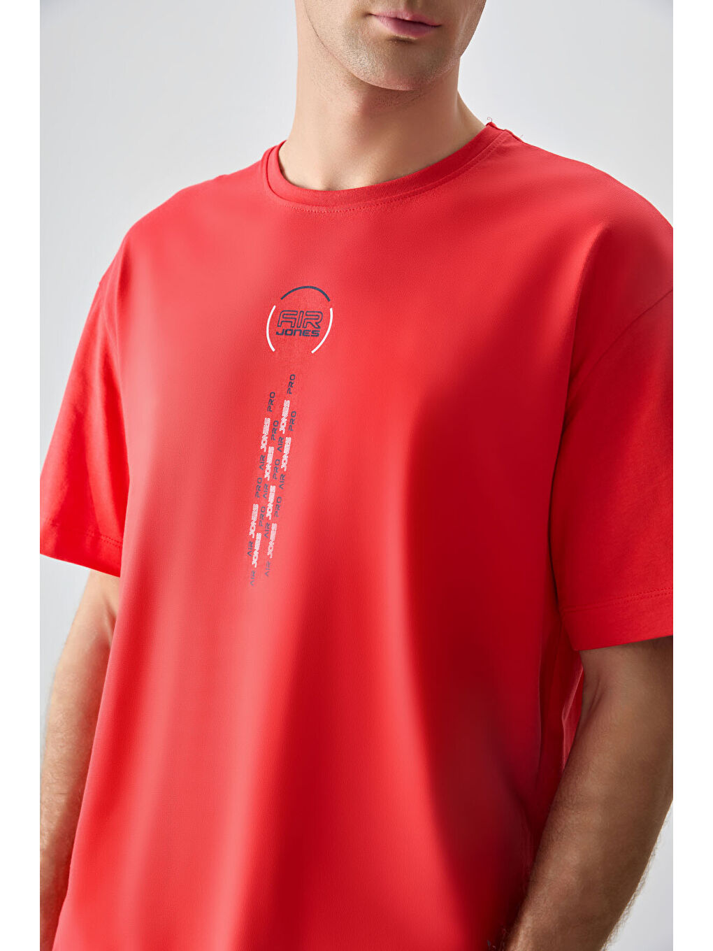 Kırmızı %100 Pamuk Kalın Yumuşak Dokulu Oversize Fit Baskılı Erkek Tişört-2