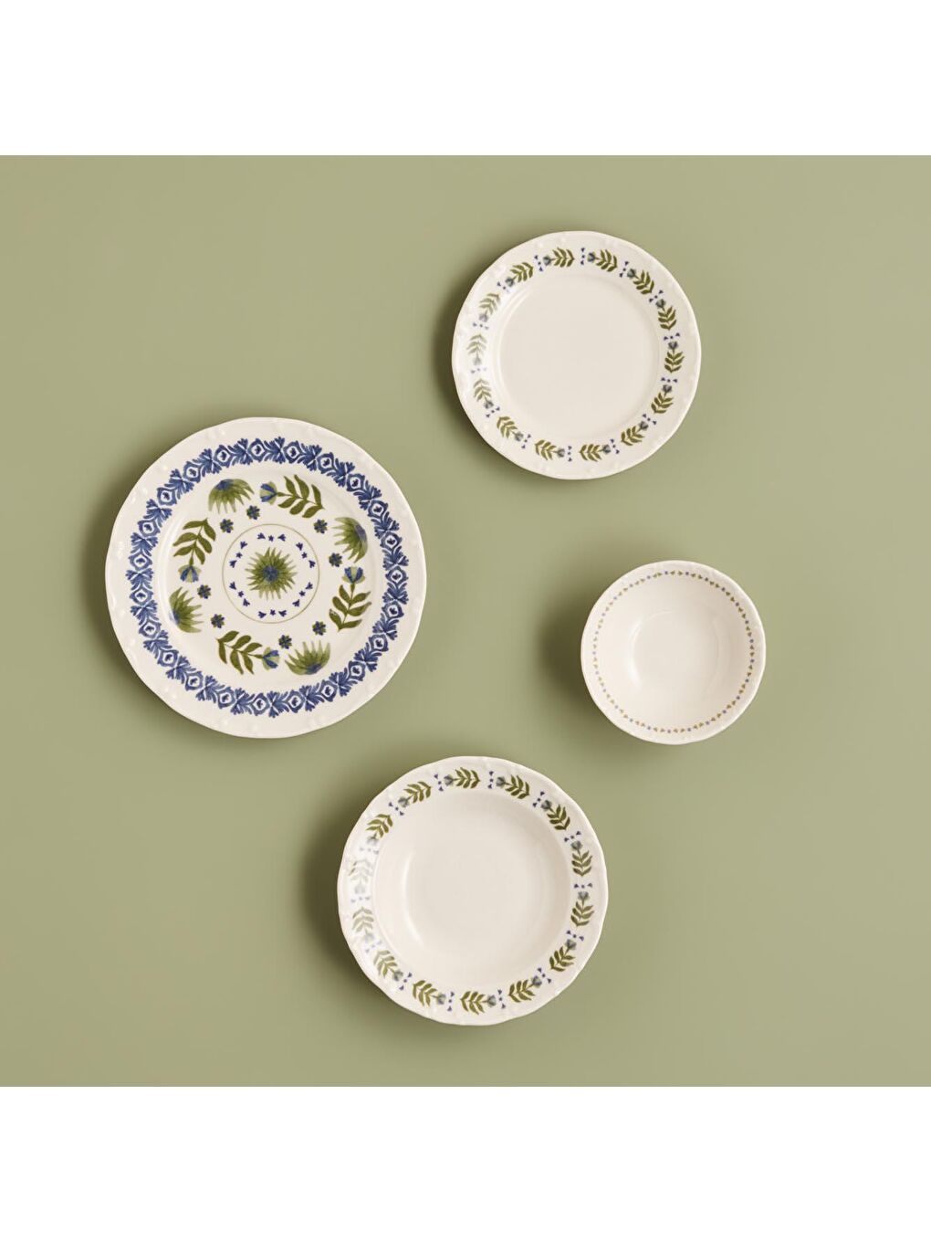 Alessa 24 Parça 6 Kişilik Yemek Takımı Mavi-Yeşil-4