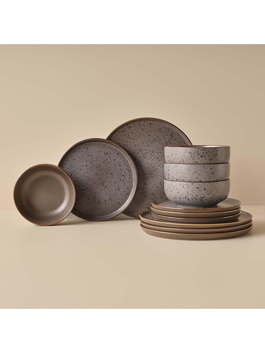 Guarda Stoneware 12 Parça 4 Kişilik Yemek Takımı Gri-2