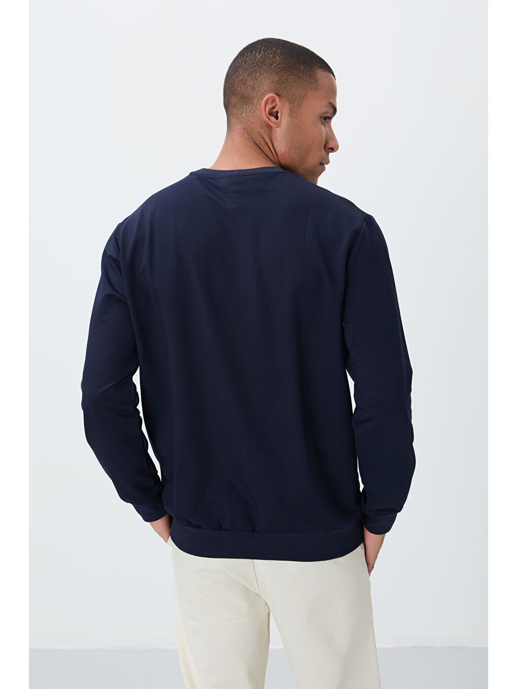 İndigo Pamuk Dokulu Standart Fit Basic Erkek Sweatshirt - 88363-4