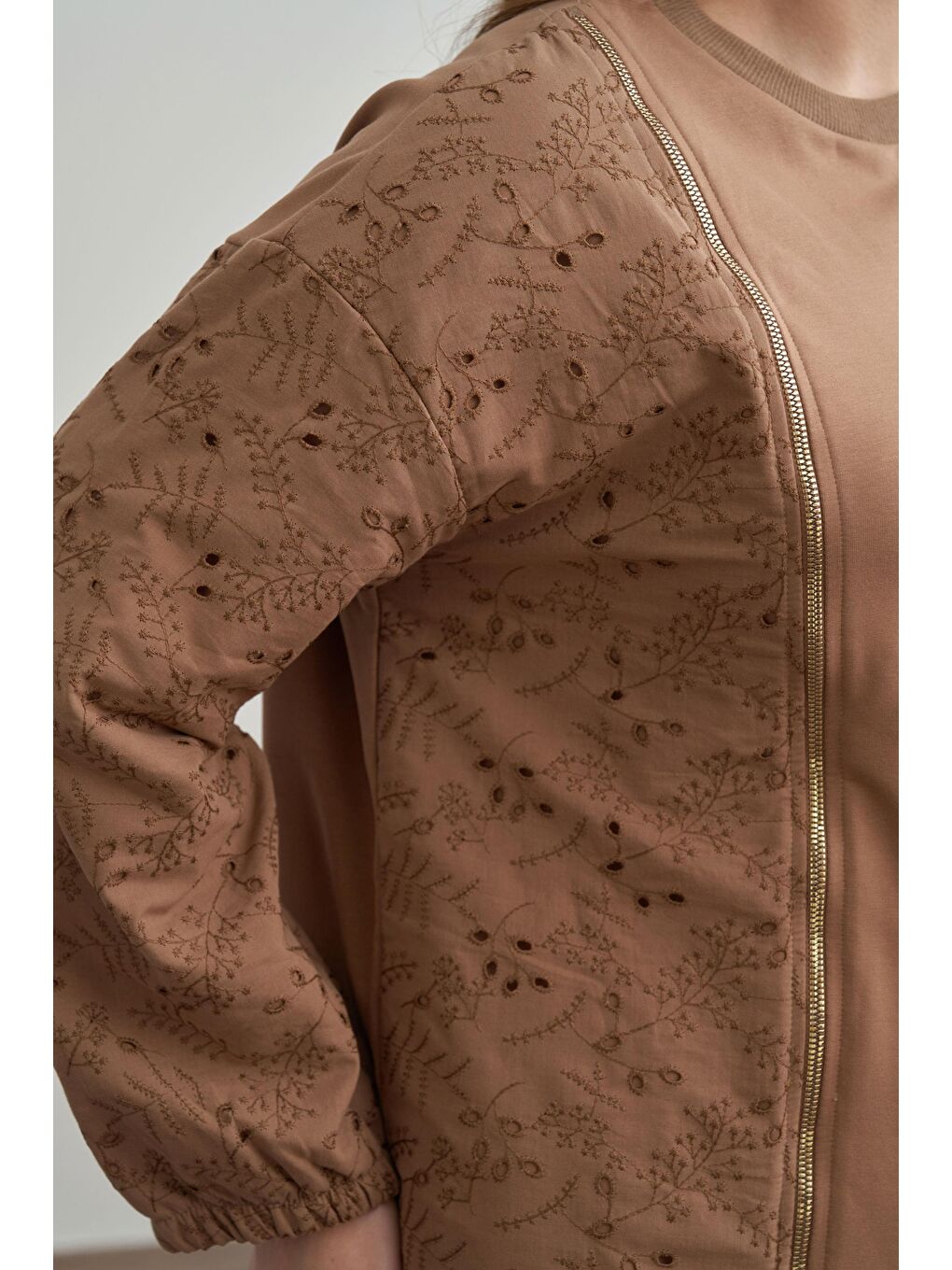 Bej Vizon-Büyük Beden Fisto Garnili Pantolonlu Takım-4