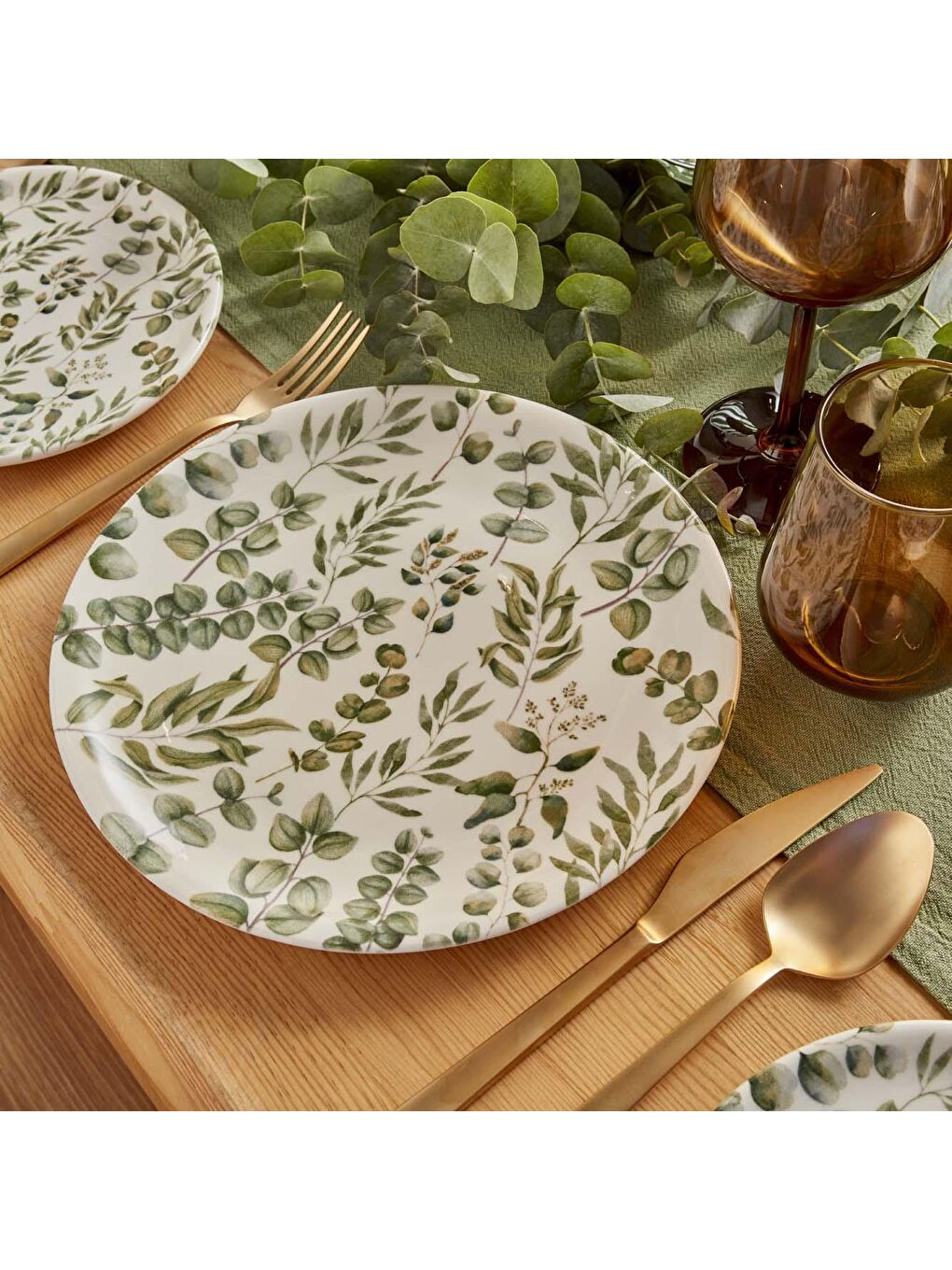 Ocaliptus Porselen 12 Parça 4 Kişilik Yemek Takımı Yeşil-2