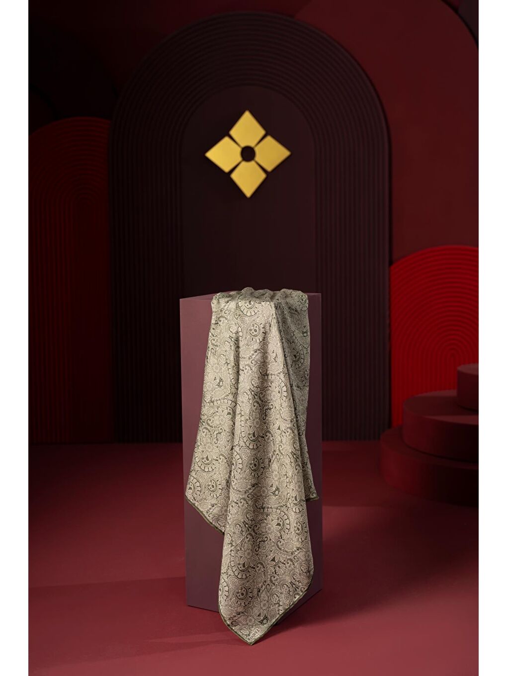 Haki Kadın Etnik Desen Soft Eşarp Hattena