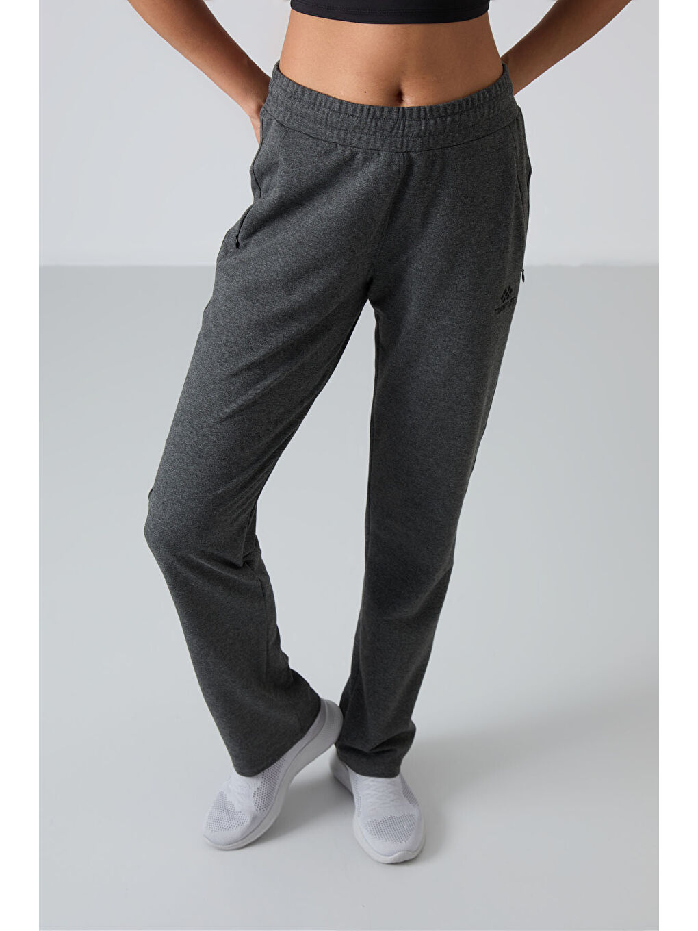 Antrasit Gizli Fermuar Cepli Rahat Form Klasik Paça Kadın Eşofman Alt - 94148-1