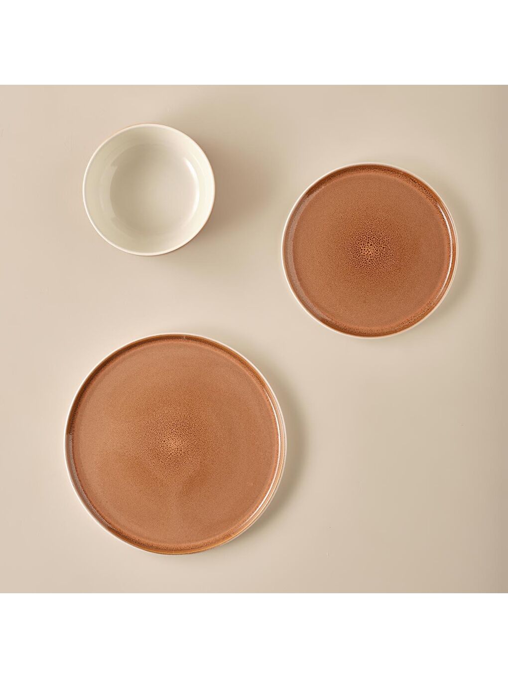 Kahverengi Glaze Stoneware 12 Parça 4 Kişilik Yemek Takımı Kiremit-1