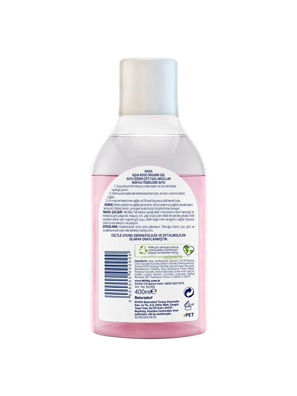 NIVEA Aqua Rose Micellar Çift Fazlı Makyaj Temizleme Suyu 400ml ve Nemlendirici Krem 50ml, Sünger Hediyeli - 1