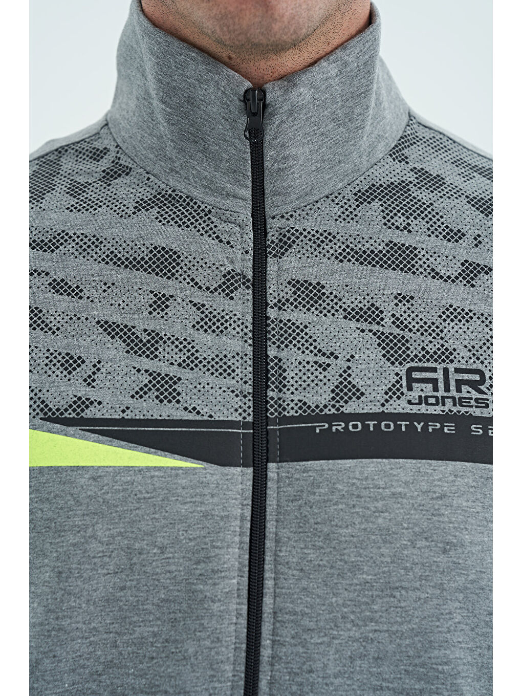 Harry Gri Melanj - Siyah Dik Yaka Standart Kalıp Erkek Eşofman Takım - 85197-1