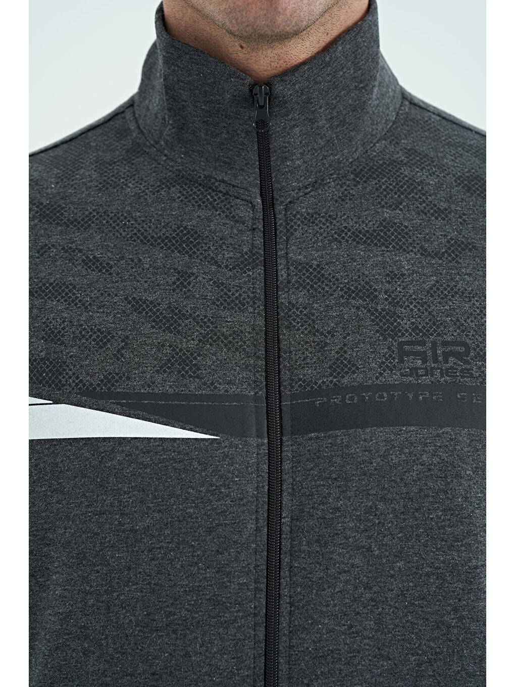 Harry Antrasit Melanj - Siyah Dik Yaka Standart Kalıp Erkek Eşofman Takım - 85197-2