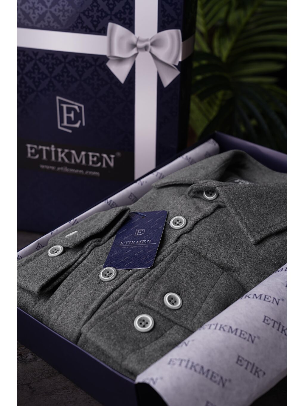 Gri Füme Düz Oversize (Geniş Kalıp) Kalın %100 Pamuk Erkek Oduncu Gömlek-3