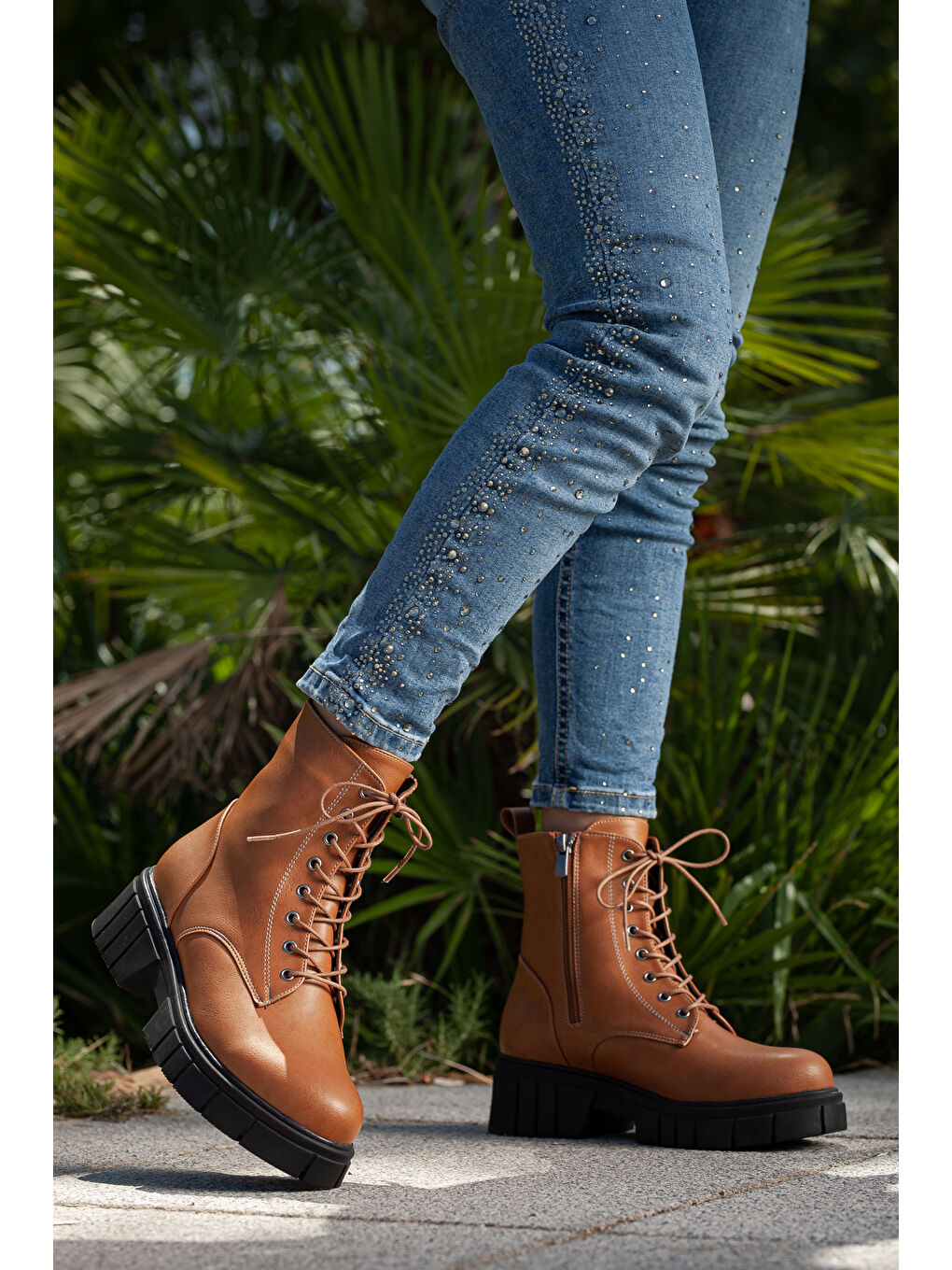 Kahverengi d099 Kadın Postal Bot & Bootie-5