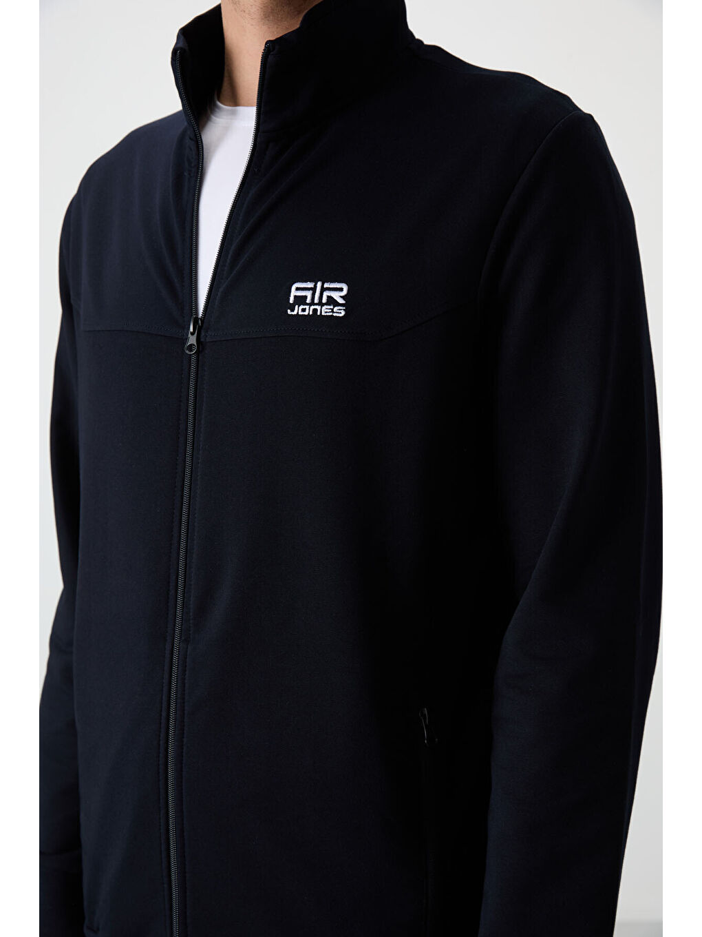 Troy Lacivert Dik Yaka Fermuarlı Standart Kalıp Erkek Eşofman Takım - 85196-1