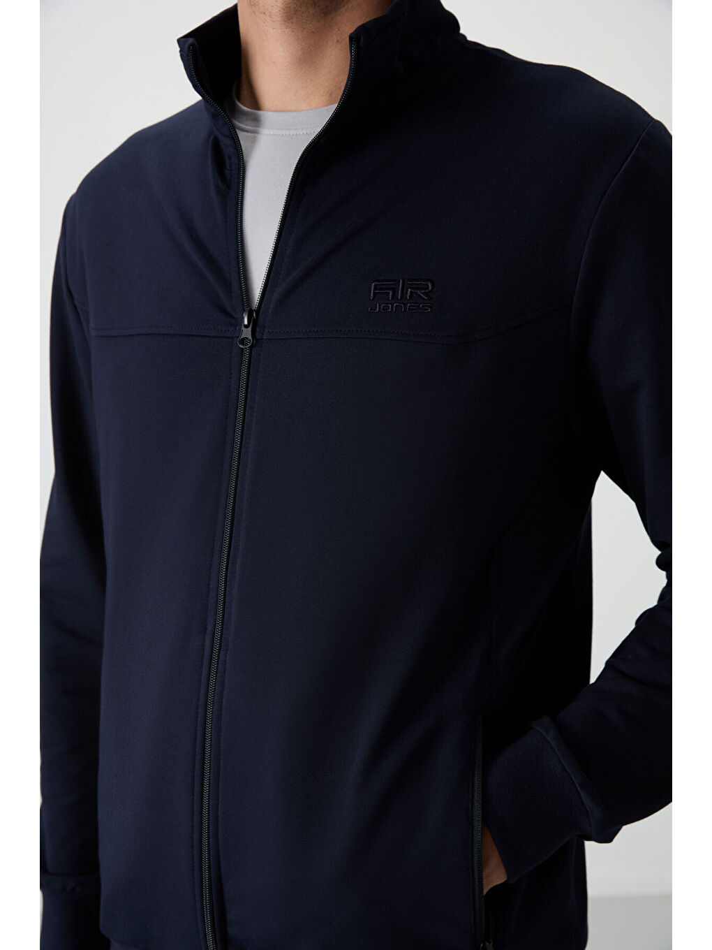 Troy İndigo Dik Yaka Fermuarlı Standart Kalıp Erkek Eşofman Takım - 85196-4