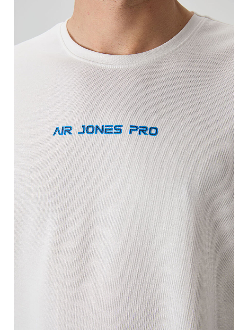 Ekru Pamuklu Kalın Yüzeyi Dokulu  Fit  Baskılı Erkek Tişört - 88364-1