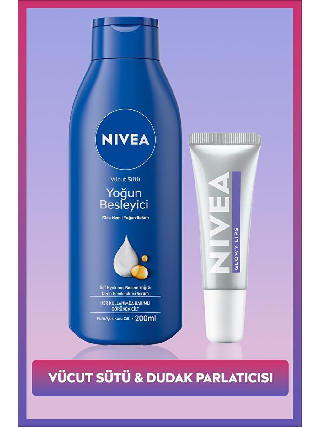 Yoğun Besleyici Vücut Bakım Sütü 200ml Ve Glowy Lips Nemlendirici Dudak Parlatıcısı