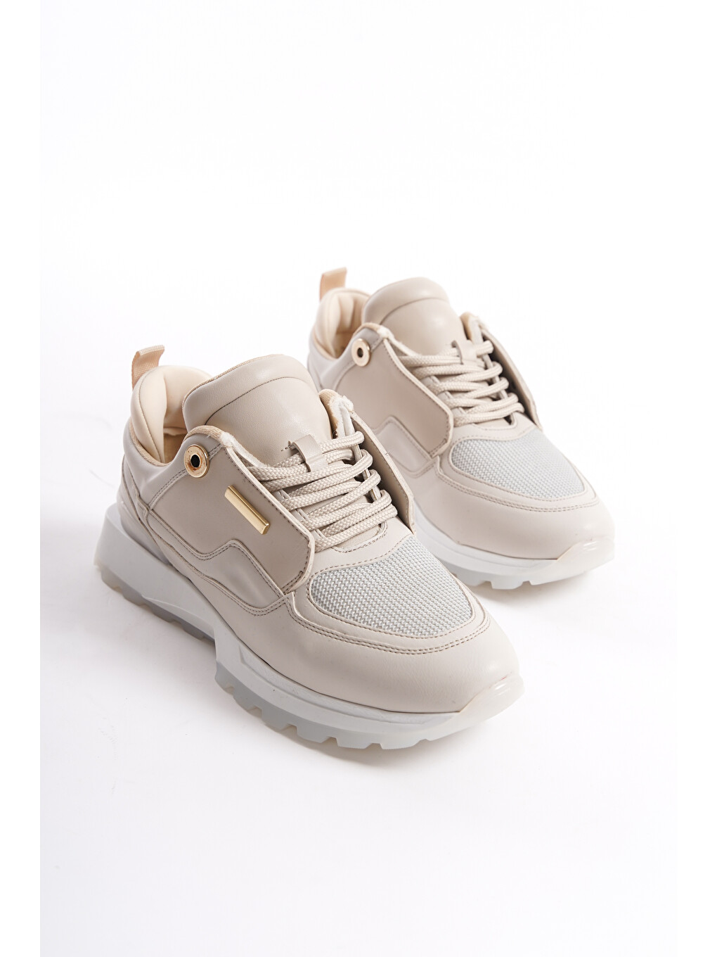 Bej D0852 Günlük Ortopedik Kadın Sneaker Spor Ayakkabı-1