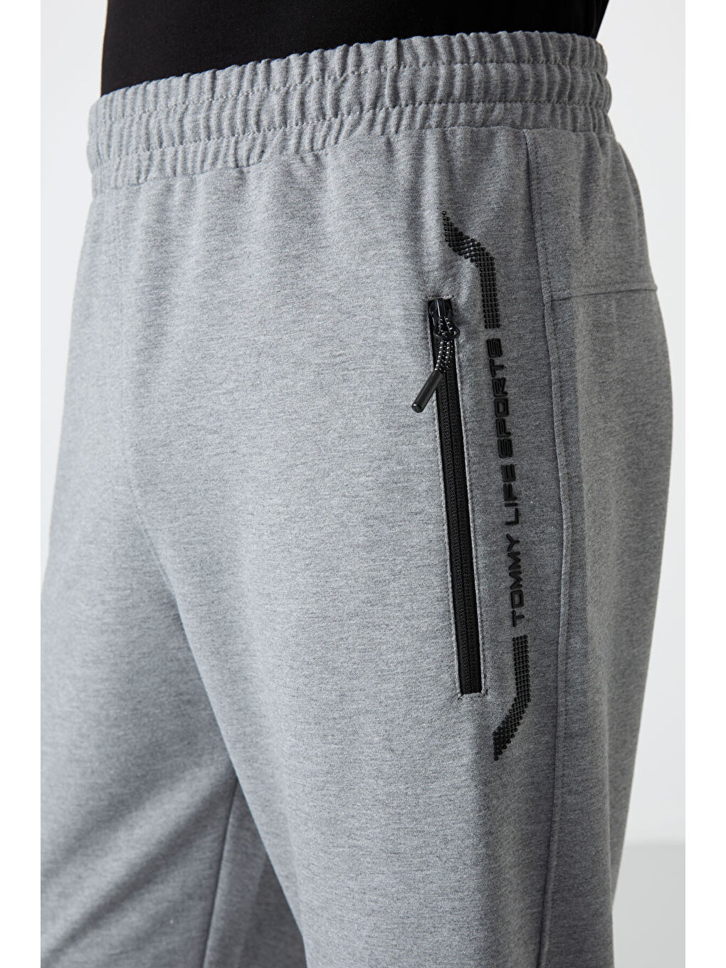 Gri Melanj Fermuar Cepli Standart Kalıp Klasik Paça Erkek Kapri - 83091-2