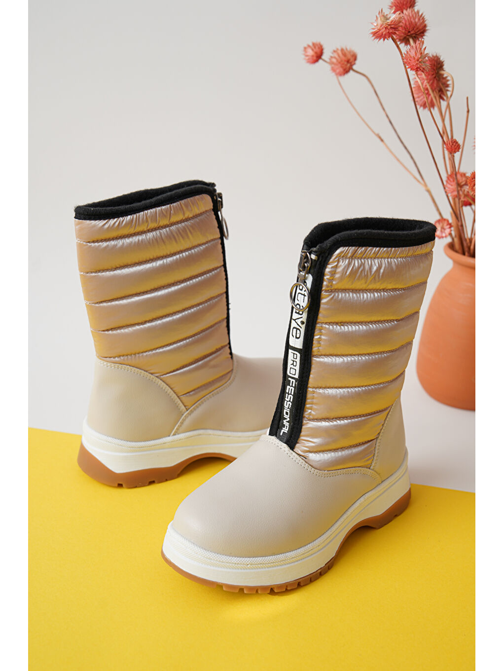 Bej D078 Günlük Ortopedik Kız Çocuk Soğuk Geçirmez Bot-1