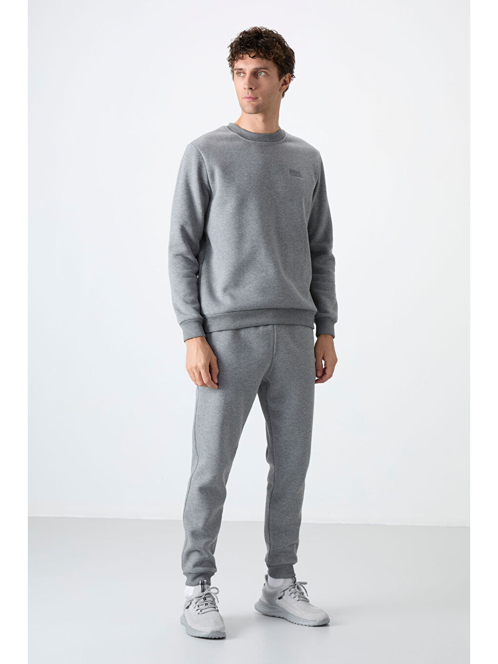 Andy Gri Melanj Rahat Kalıp Şardonlu Jogger Erkek Eşofman Takım - 85190-2