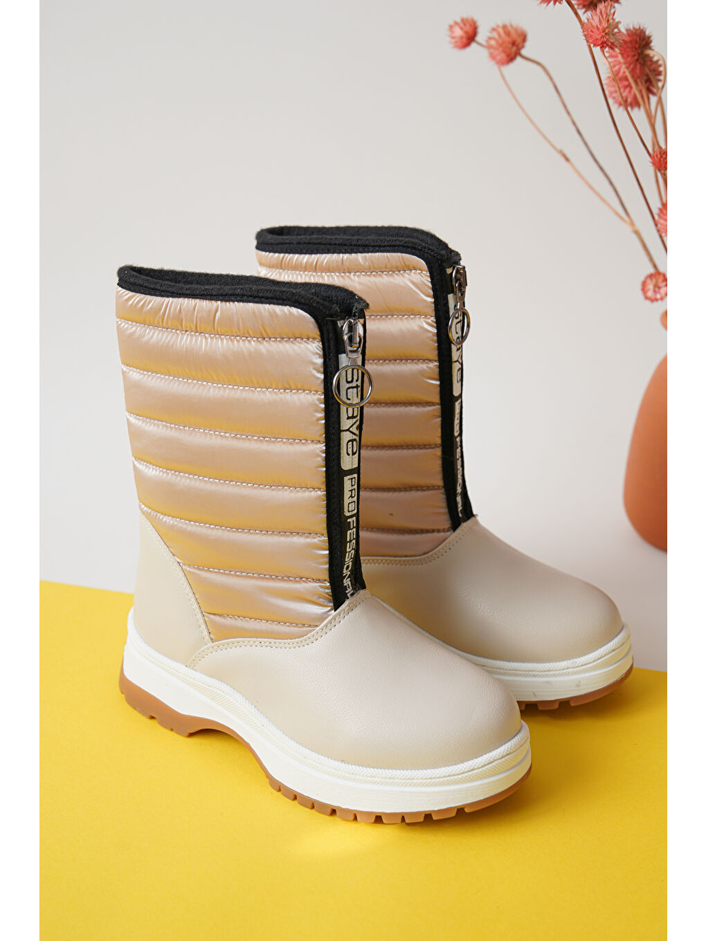 Bej D078 Günlük Ortopedik Kız Çocuk Soğuk Geçirmez Bot-5